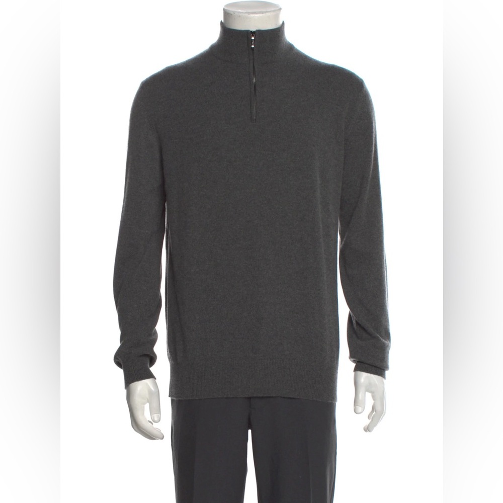 Lori Piana Cashmere Mock Neck Polo Sweater